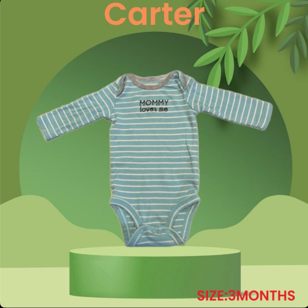 CARTERS BABY ONE PEICE  BODY SUIT BOTTLE GREEN STRIPPED SIZE 3 MONTHS
